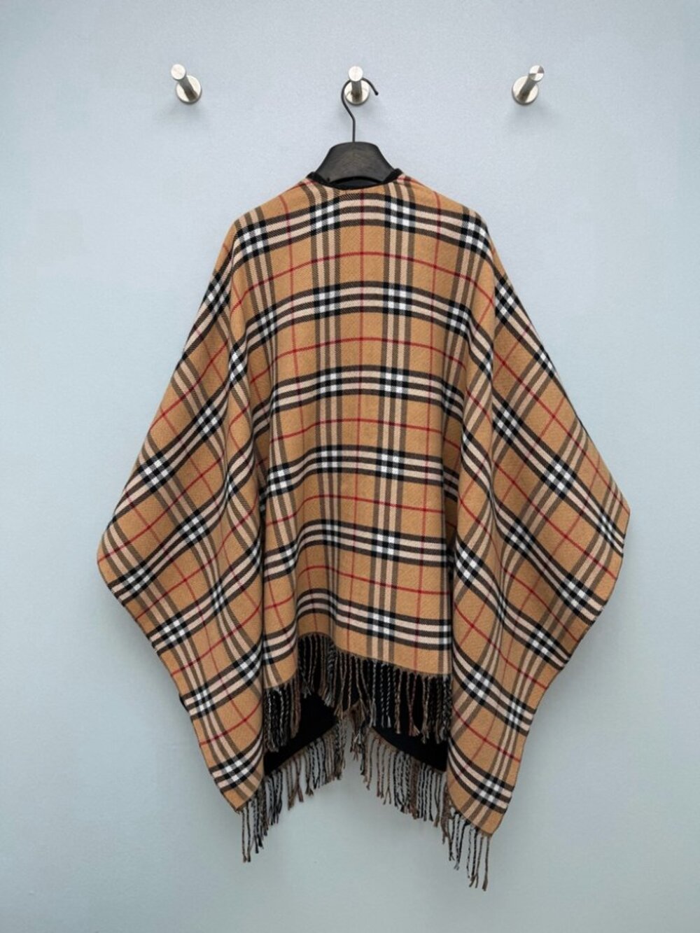 Burberry Check Fringe Reversible Poncho Cape - Picture 2 of 8